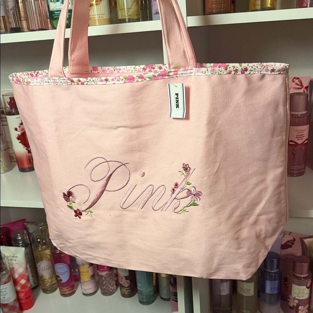 PINK Victoria's Secret Light Pink Floral Tote